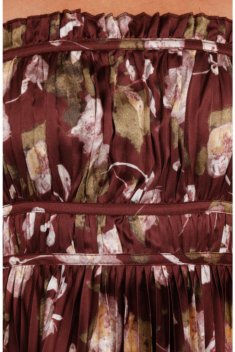 Angelique Print Strapless Maxi Dress, Alternate, color, BROWN FLORAL