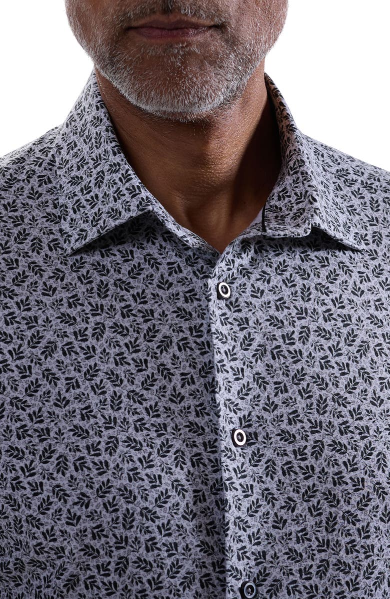 Bugatchi Miles OoohCotton<sup>®</sup> Short Sleeve Button-Up Shirt, Alternate, color, Black