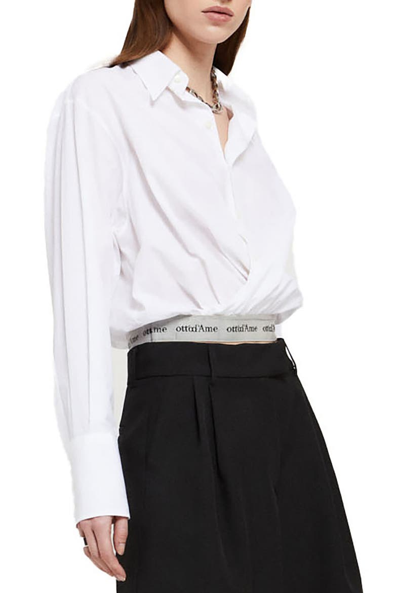 Poplin Shirt With Criss-Cross Neckline, Main, color, White