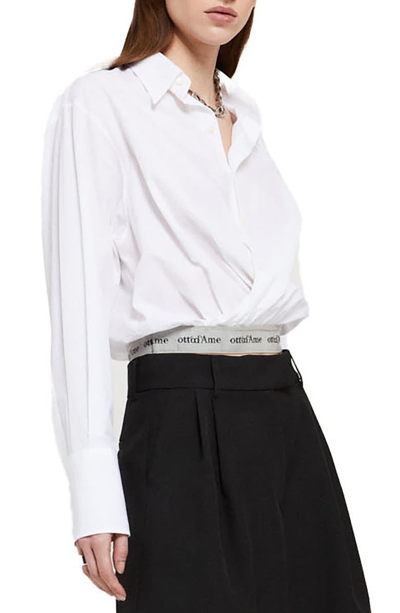 ottod'Ame Poplin Shirt With Criss-Cross Neckline, Main, color, White