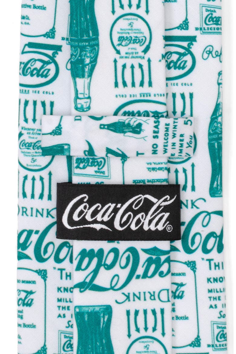 Coca-Cola® Green Bottle Cotton Tie, Alternate, color, WHITE