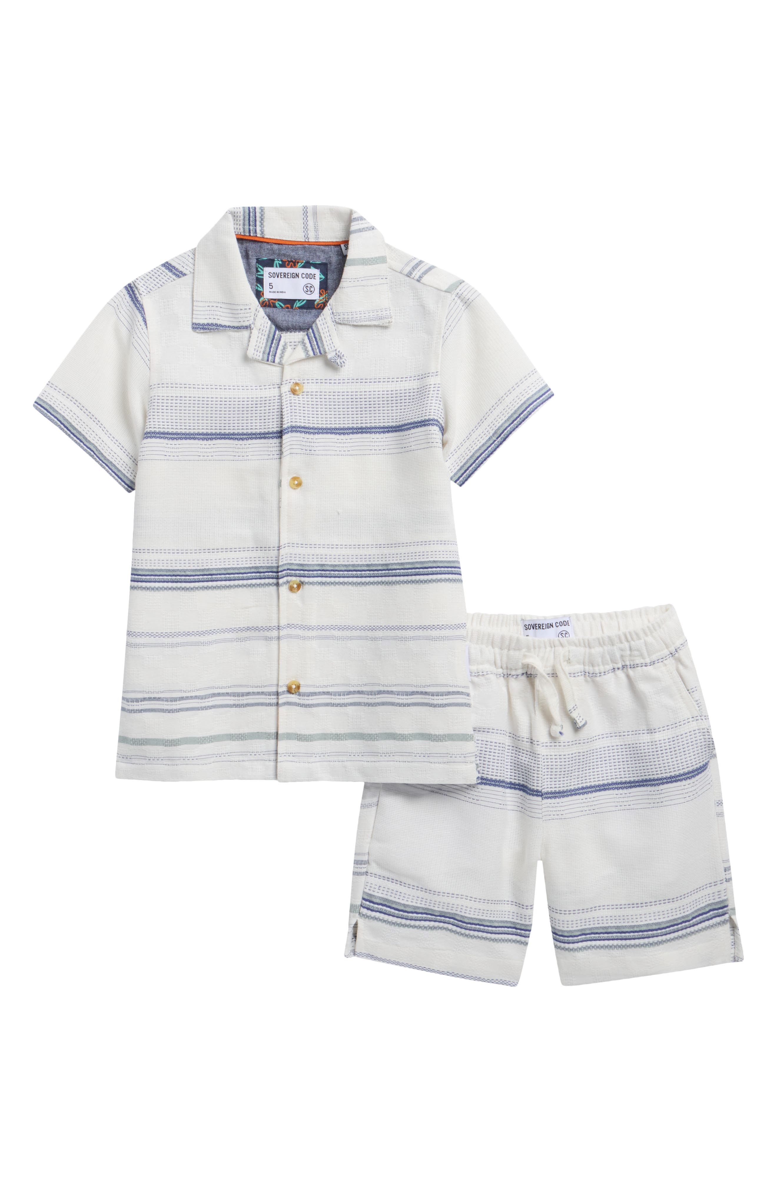 Sovereign Code Kids' Hartman Plus Passport Stripe Camp Shirt & Shorts Set