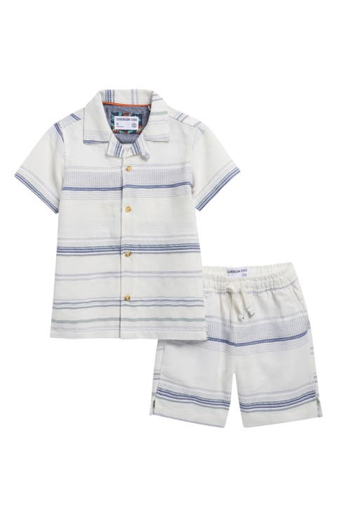 Kids' Hartman Plus Passport Stripe Camp Shirt & Shorts Set (Little Kid)