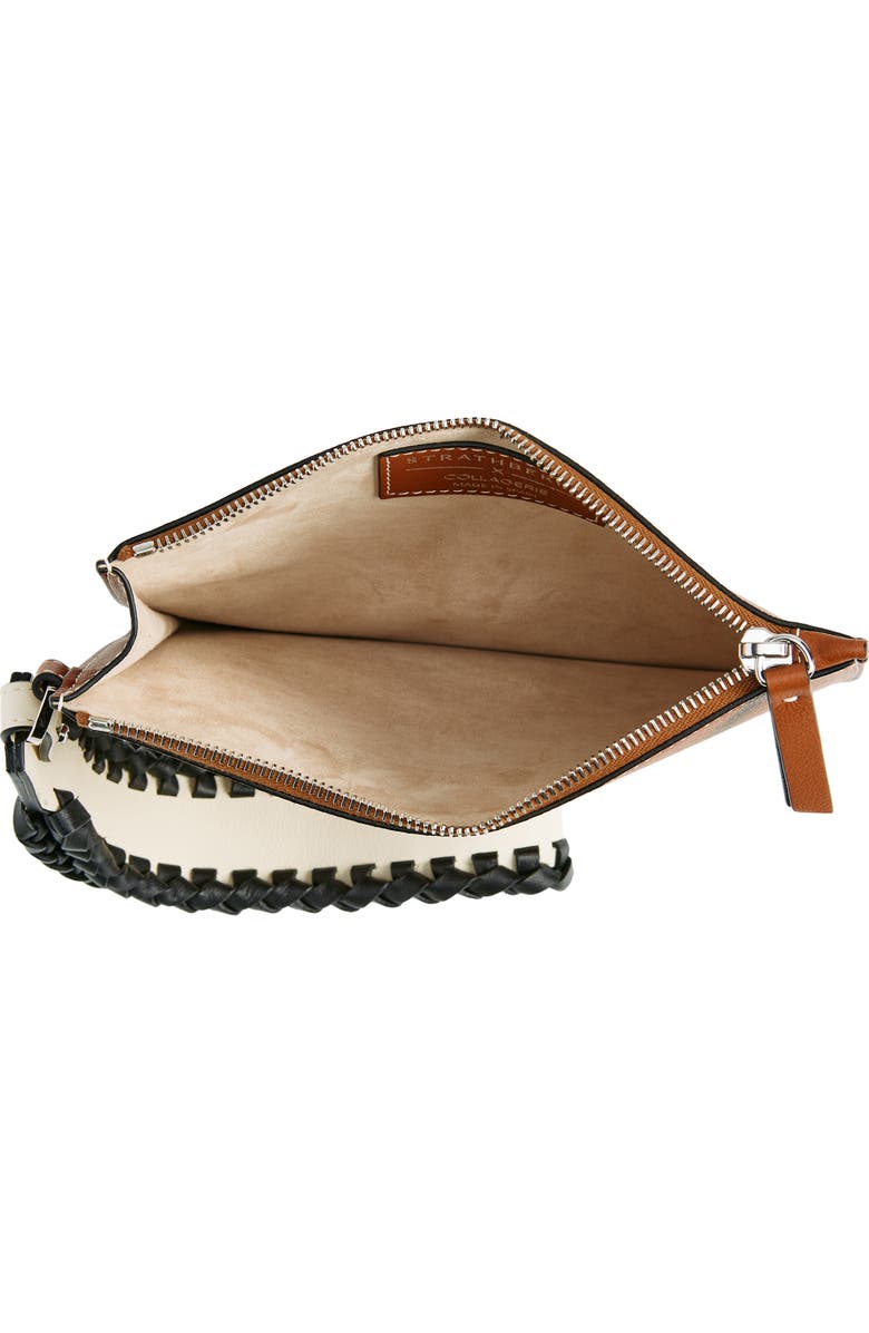 Strathberry x Collagerie Leather Wristlet Pouch, Alternate, color, Chestnut/ Vanilla/ Black