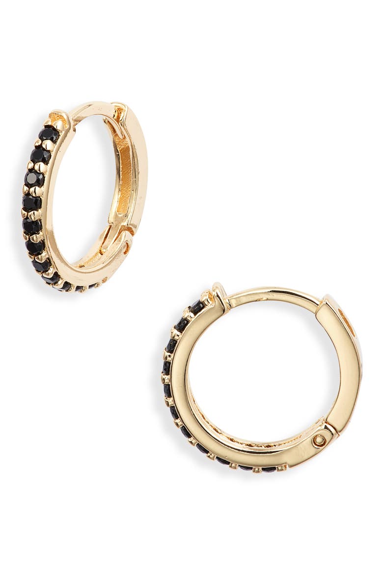 Noiré Cubic Zirconia Huggie Hoop Earrings, Main, color, GOLD
