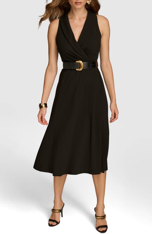 Donna Karan New York Belted Sleeveless Midi Dress In Black