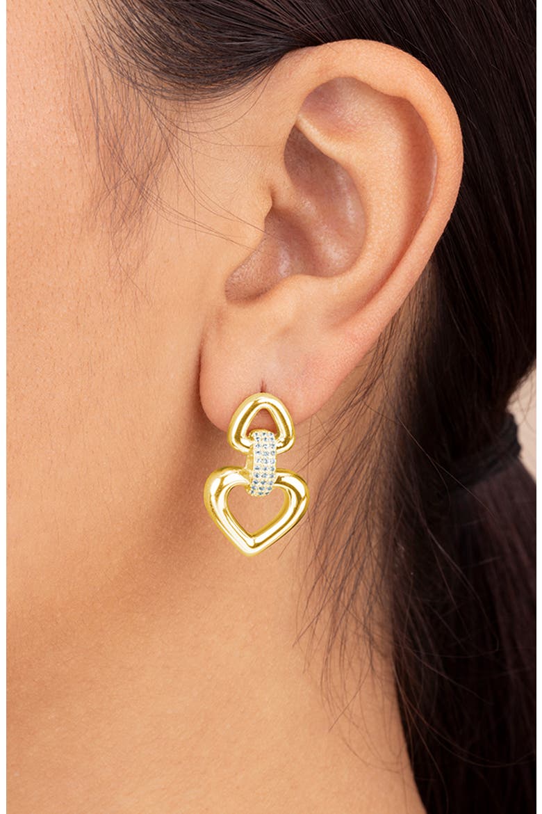 Marcia Cubic Zirconia Door Knocker Earrings, Alternate, color, GOLD