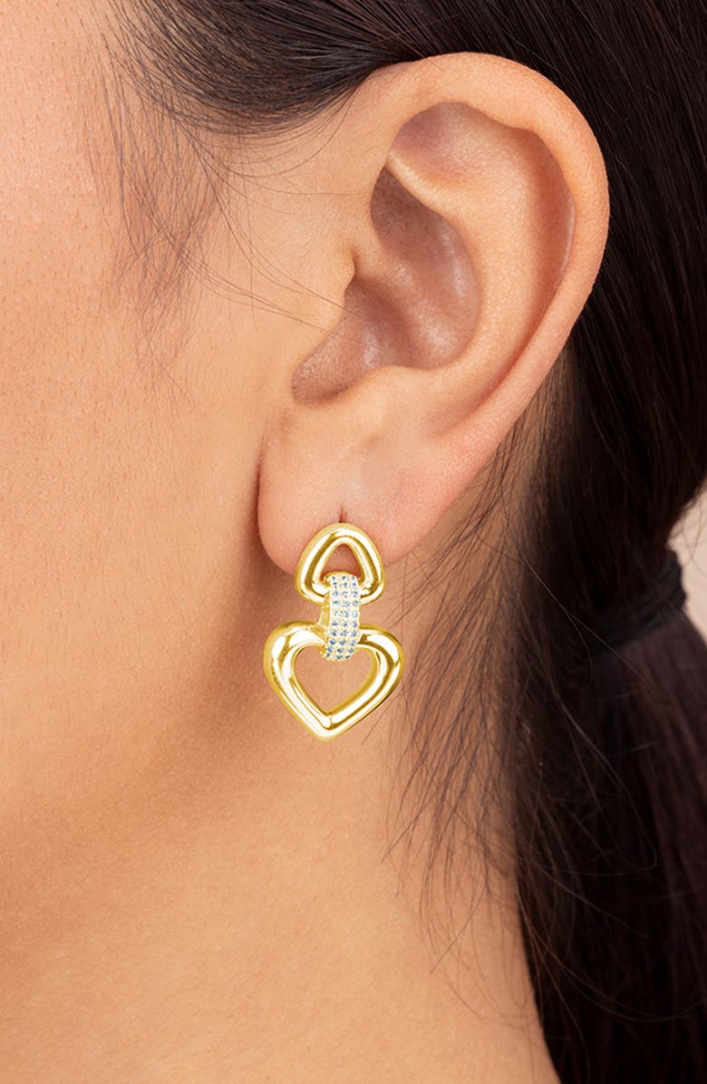 Sterling Forever Marcia Cubic Zirconia Door Knocker Earrings, Alternate, color, Gold