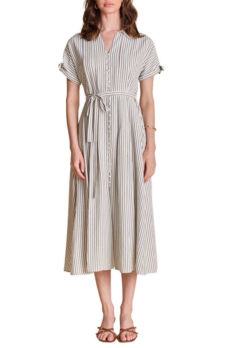 English Factory Stripe Midi Shirtdress, Main, color, White/ Black