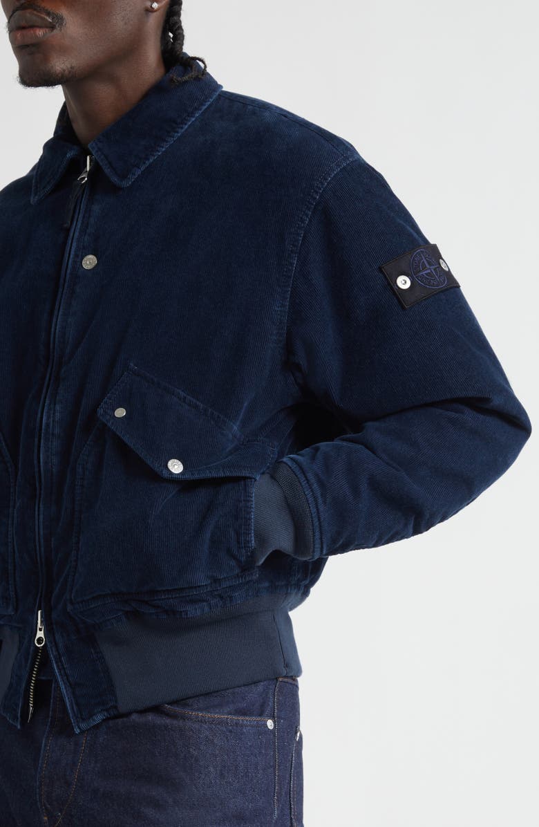 Stone Island Corduroy Bomber Jacket, Alternate, color, V0021 Indigo
