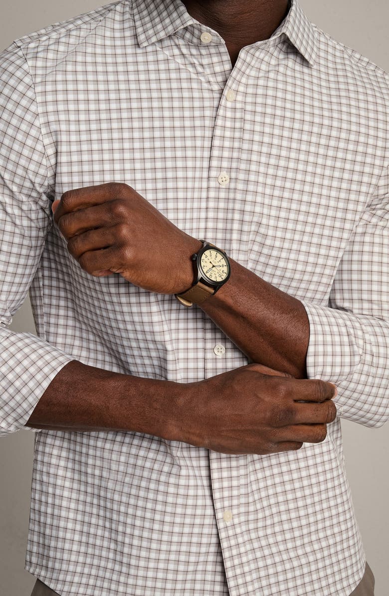 Rhone State of Mind Slim Fit Check Performance Button-Up Shirt, Alternate, color, Smokey Olive Plaid