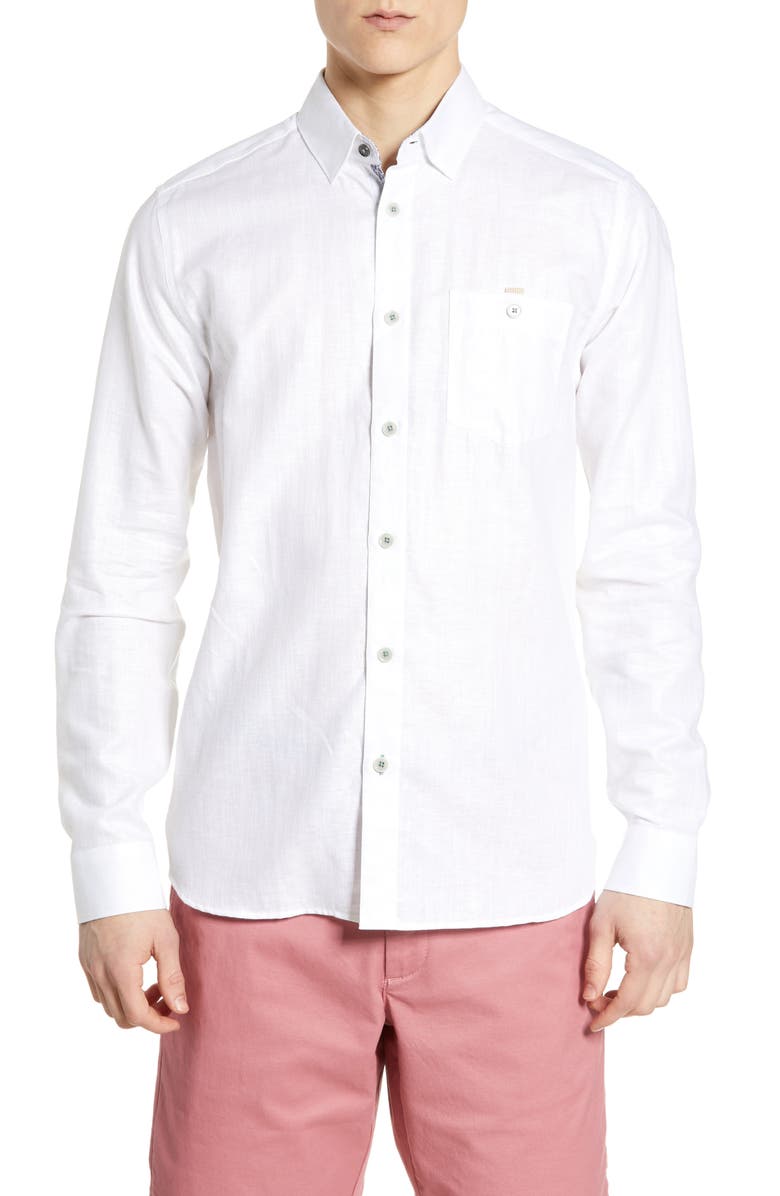 Ted Baker London Emuu Slim Fit Linen Shirt, Main, color, 