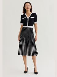 Misook Fit & Flare Two-Tone Soft Knit Midi Dress
