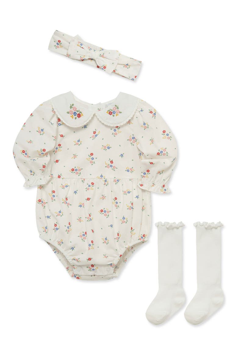 Floral Bubble Bodysuit, Socks & Headband Set, Alternate, color, FLORAL