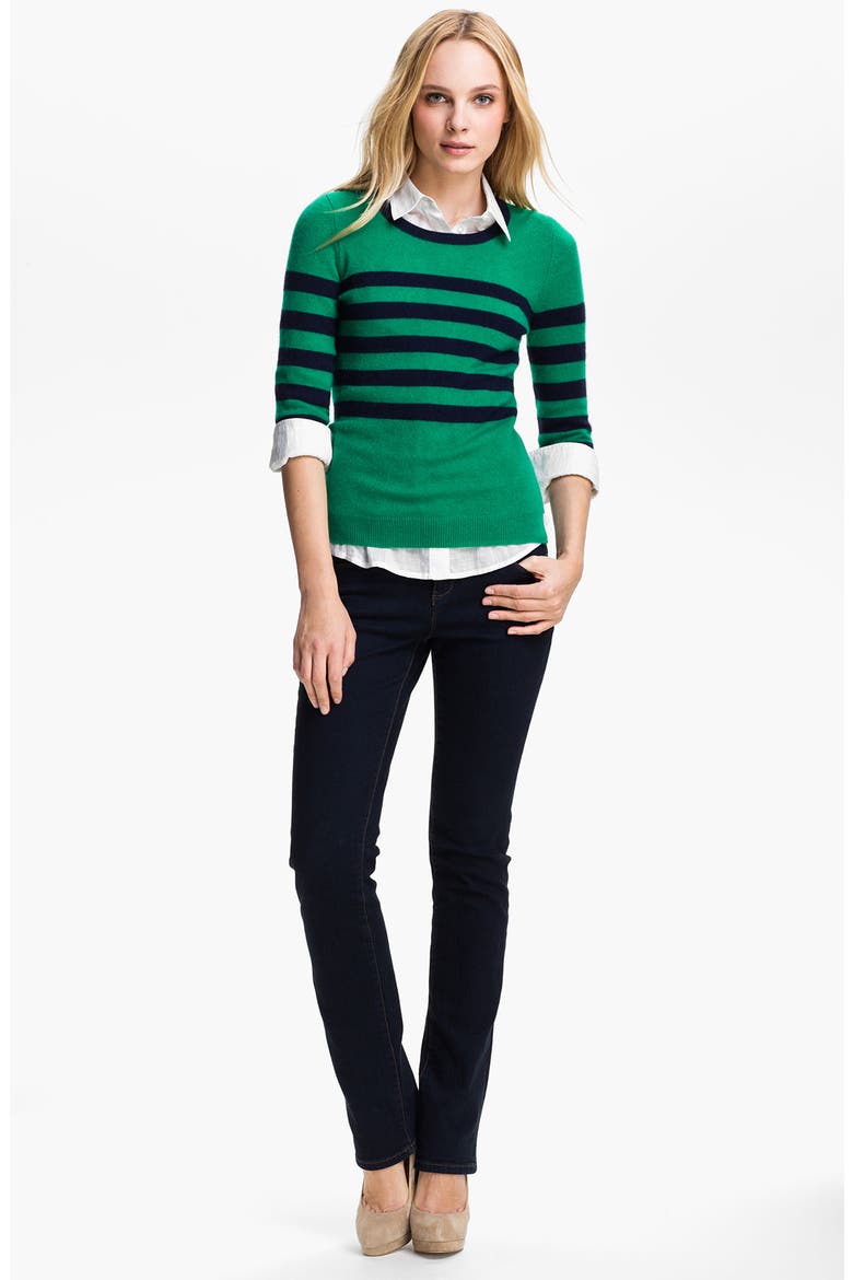 Stripe Cashmere Sweater, Alternate, color, CELTIC GREEN/ NAVY