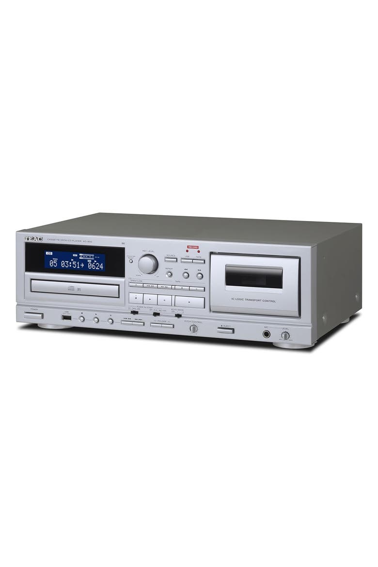 W-1200 Dual Cassette Player & Recorder with Pitch Control, Mic Input, & USB Out, Alternate, color, Silver
