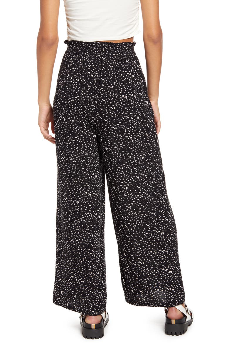 Paperbag Waist Pants, Alternate, color, BLACK- PINK TERESE DITSY