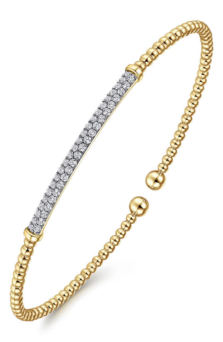 Gabriel & Co. Bujukan Diamond Beaded Cuff Bracelet, Alternate, color, Gold
