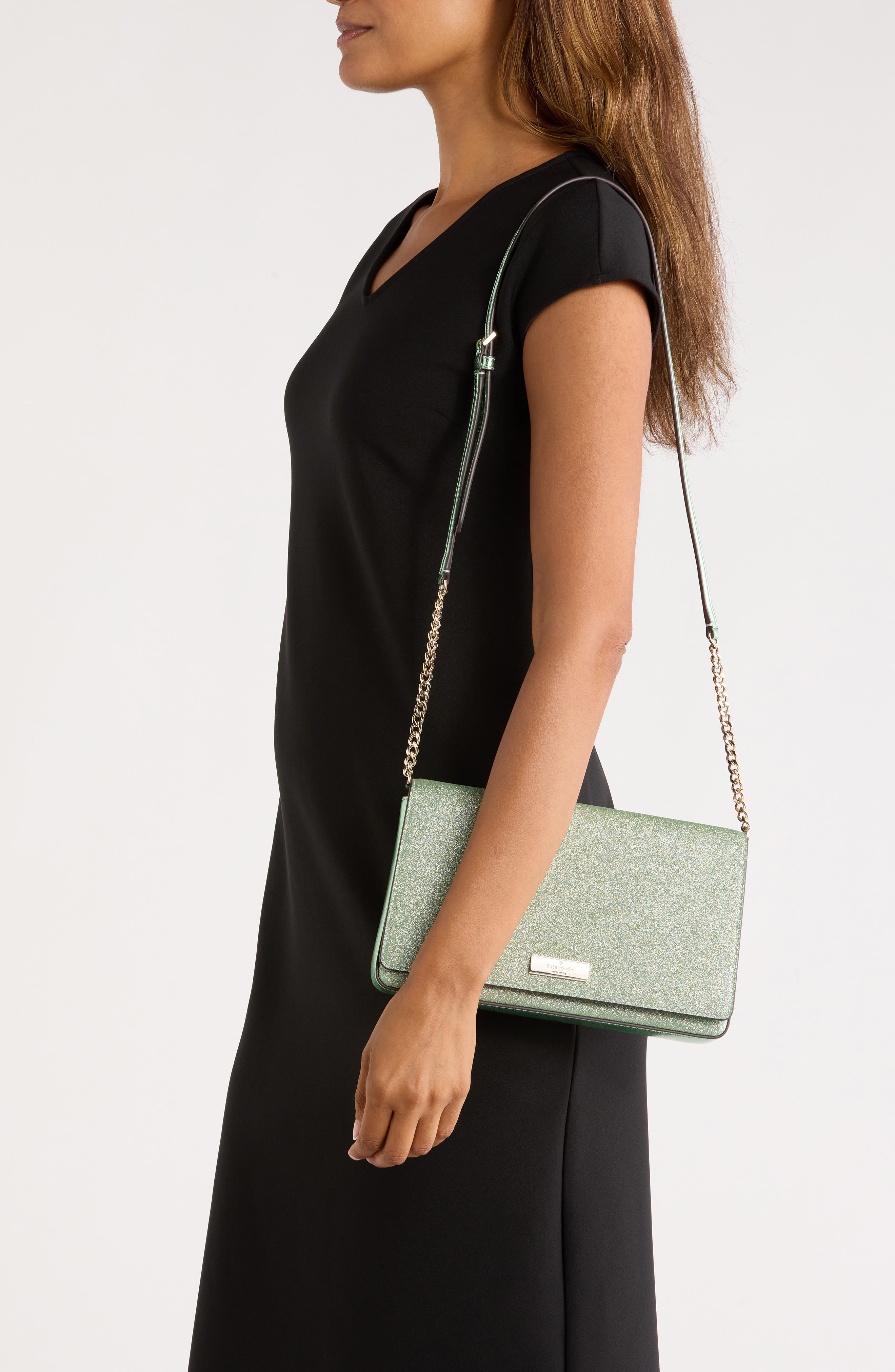 Kate Spade New York kenzie glitter convertible crossbody bag, Alternate, color, Seawater