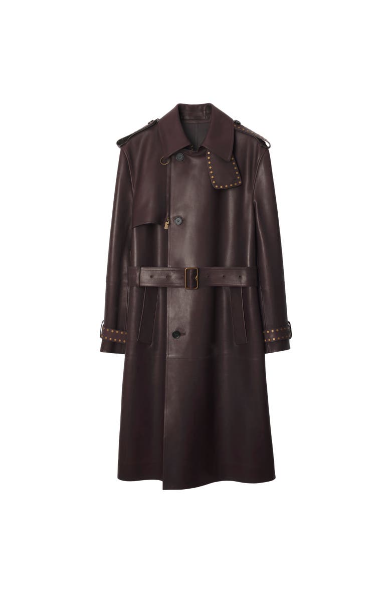 Burberry Long Leather Trench Coat, Alternate, color, 
