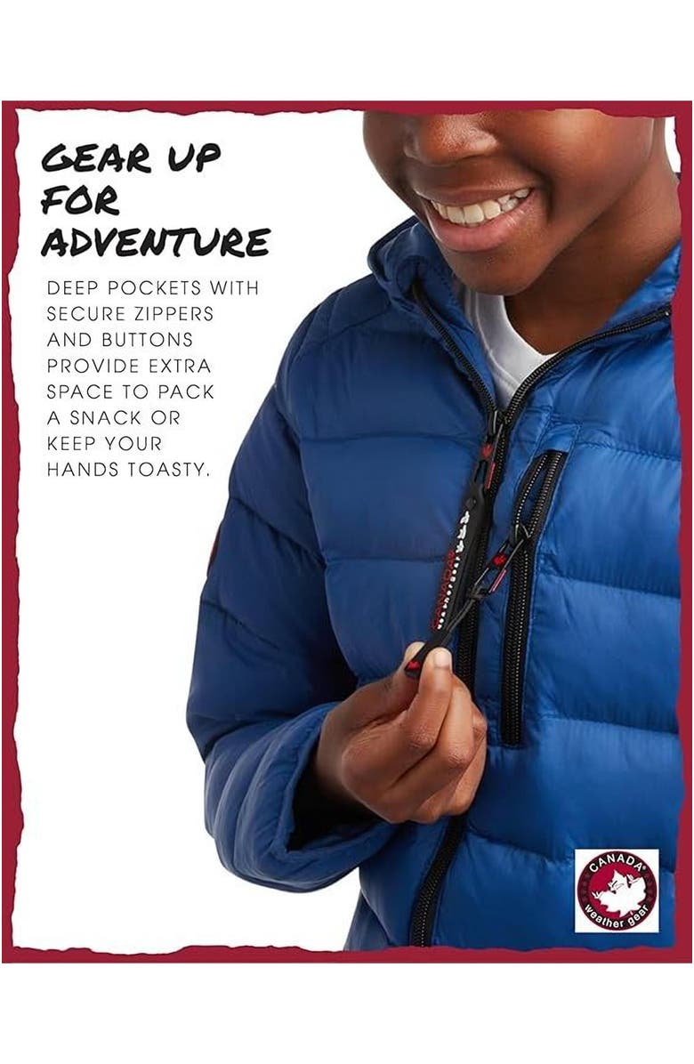 CANADA WEATHER GEAR Boys' Lightweight Packable Puffer Jacket, Alternate, color, Blue