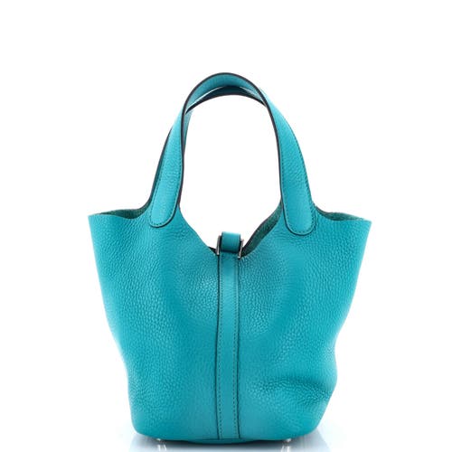 Pre-owned Hermes Hermes Picotin Lock Bag Clemence Pm In Blue
