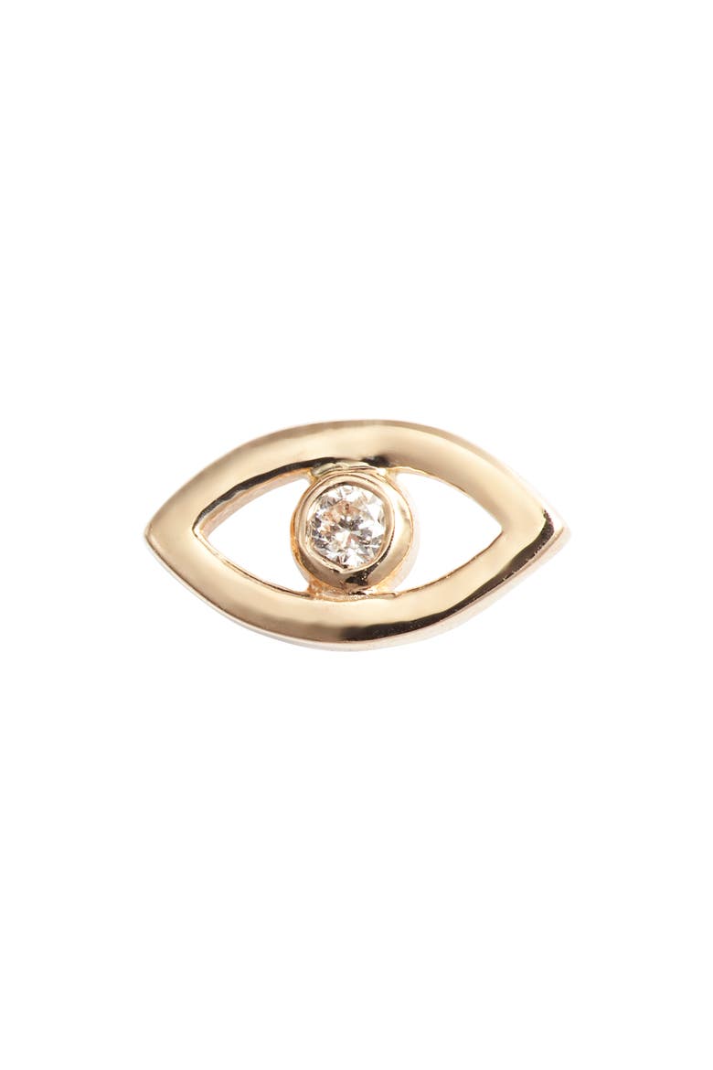 Jac+Jo Icon Evil Eye Single Stud Earring, Alternate, color, YELLOW GOLD