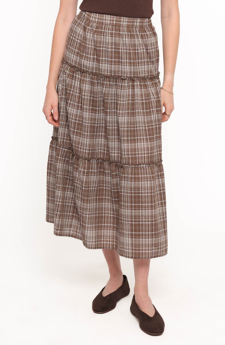 Petal & Pup Campbell Tiered Maxi Dress, Main, color, Juno Check