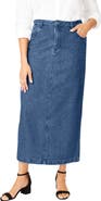 Jessica London Classic Cotton Denim Midi Skirt