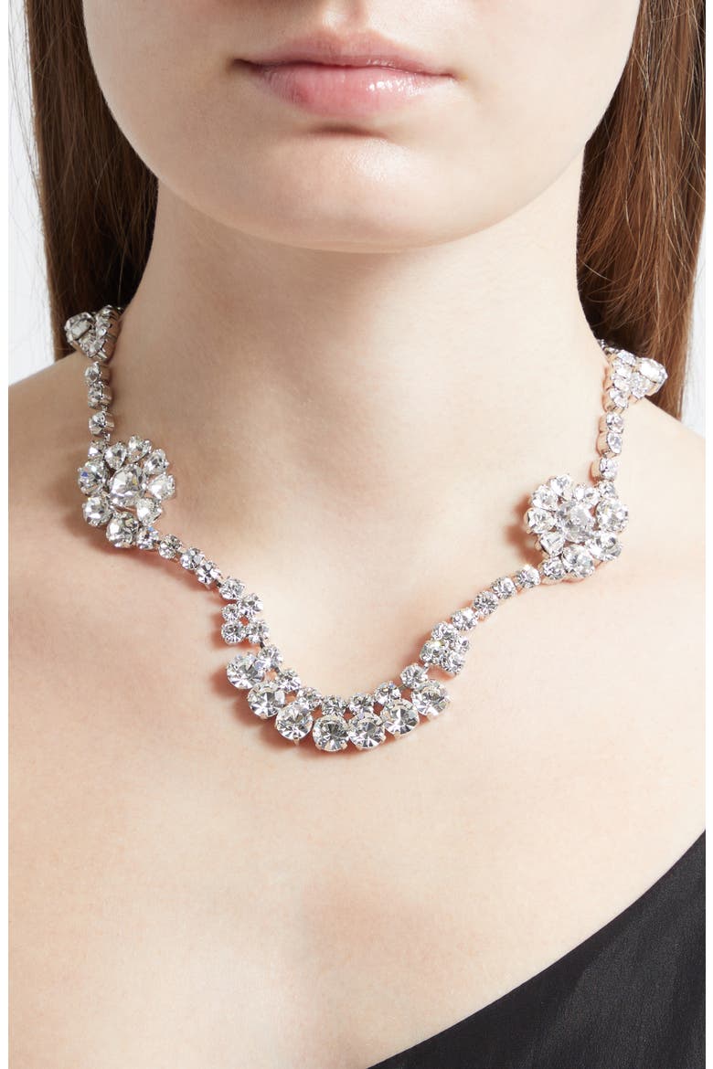 Scalloped Crystal Sepal Necklace, Alternate, color, CRYSTAL