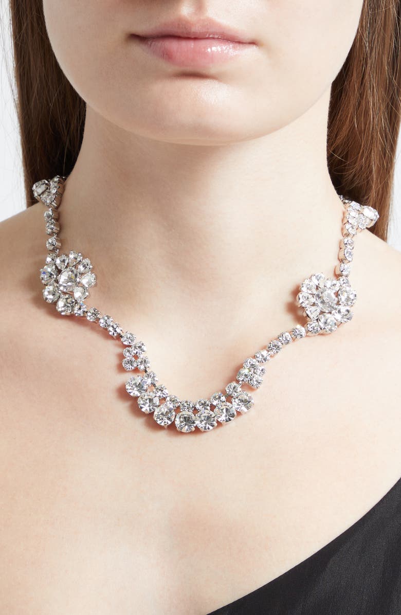 Simone Rocha Scalloped Crystal Sepal Necklace, Alternate, color, Crystal