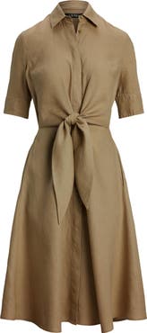 Lauren Ralph Lauren Tie Front Linen Shirtdress