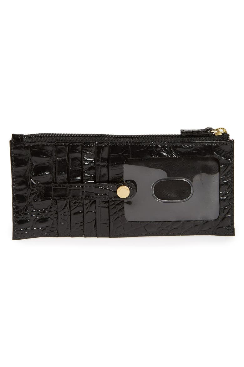 Melbourne Croc Embossed Leather Card Wallet, Alternate, color, BLACK