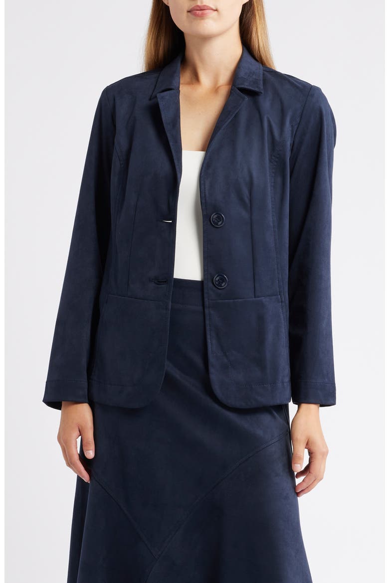 Faux Suede Blazer, Main, color, MIDNIGHT