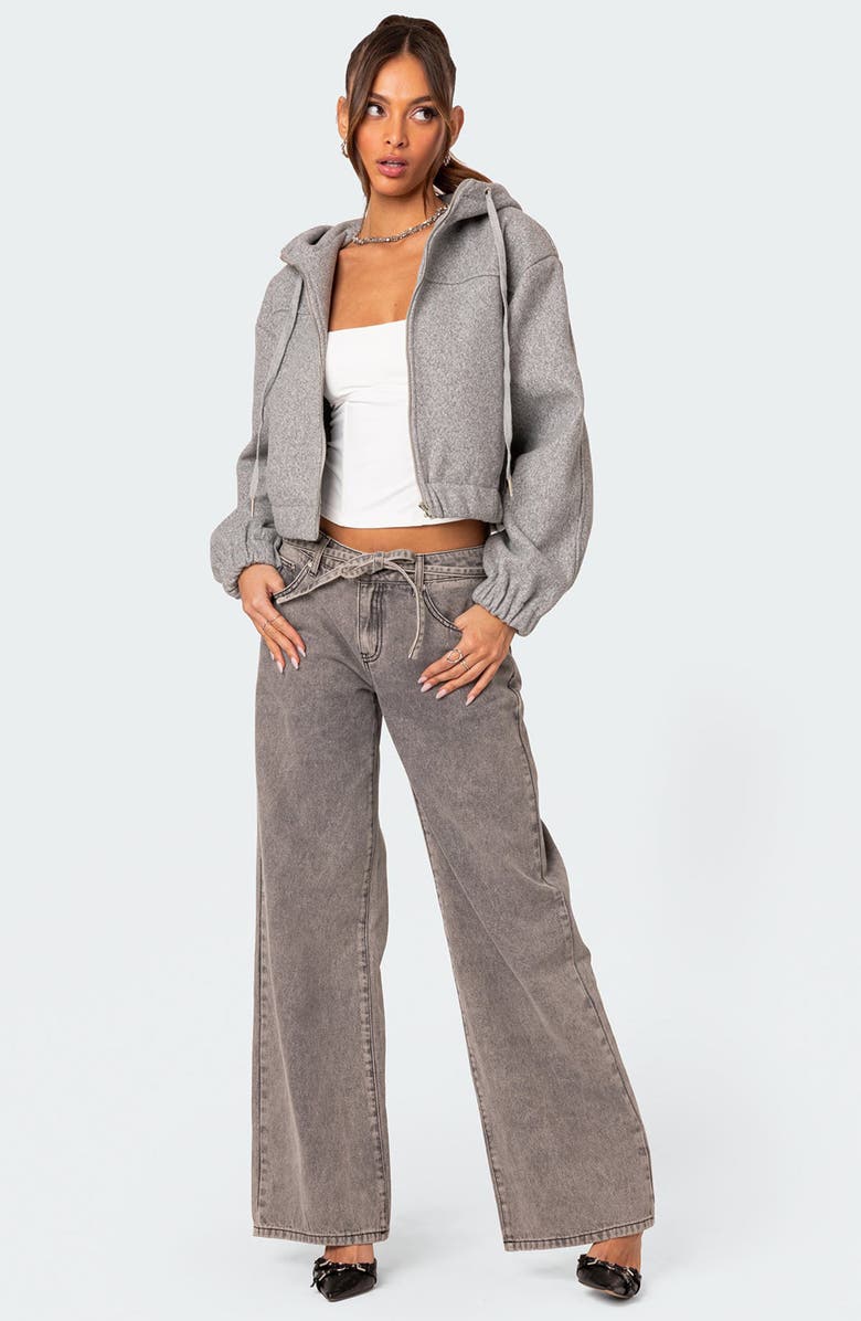 EDIKTED Textured Crop Hooded Jacket, Alternate, color, 