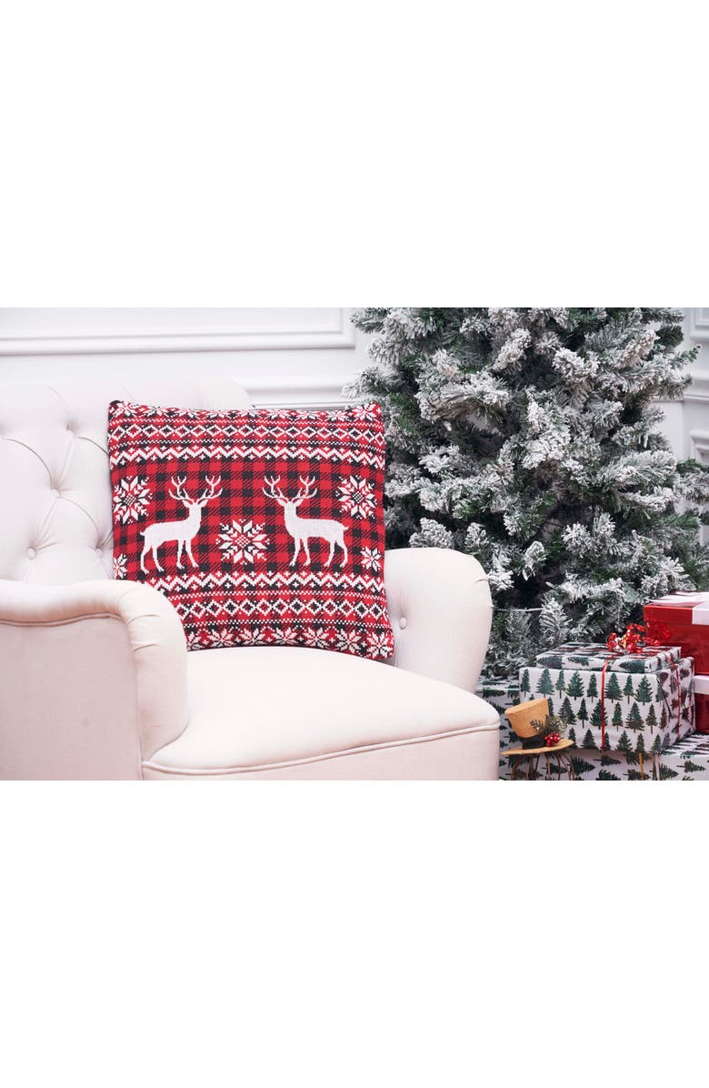 C&F Home Deer Christmas Throw Pillow, 20" x 20", Alternate, color, Red