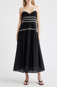 MOON RIVER Shirred Tiered Midi Sundress