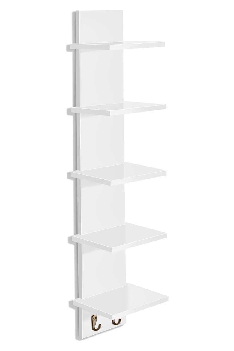5-Tier Wall Mounted Floating Shelf, Main, color, WHITE