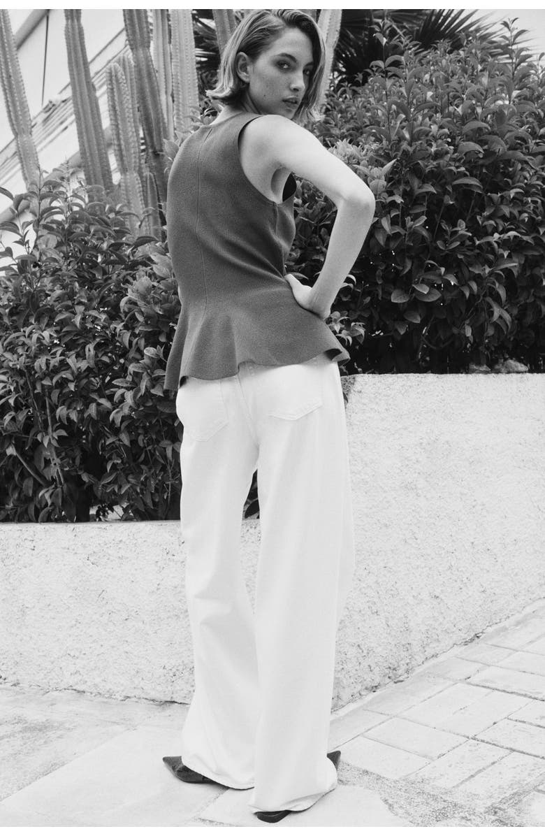 H&M Rib-knit Peplum Waistcoat, Alternate, color, Dark Khaki Green