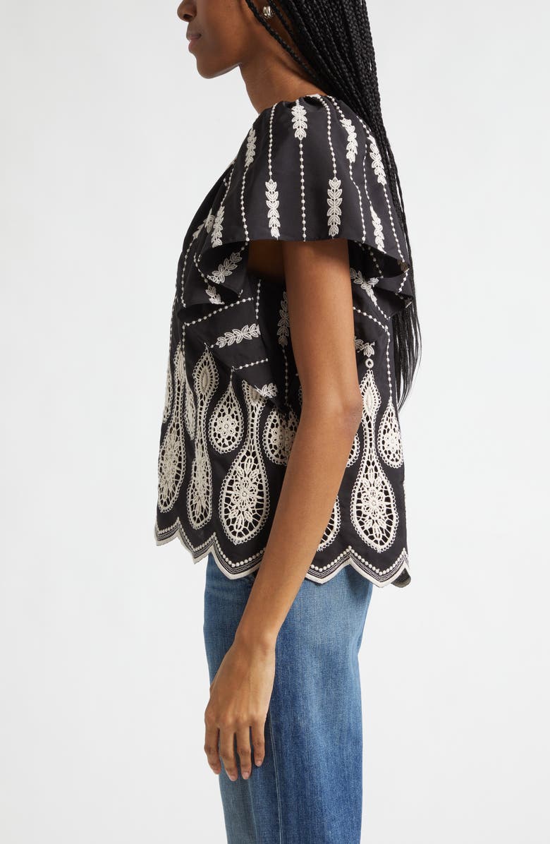 Ramy Brook Bettie Embroidered Top, Alternate, color, Black Lace