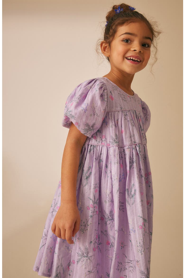 Kids' Croswell Shimmer Stripe Babydoll Dress, Alternate, color, LILAC FLORAL