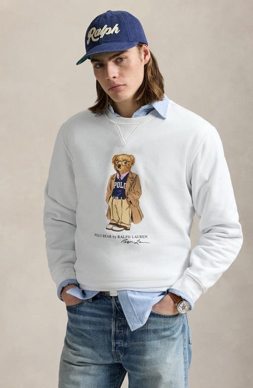 Polo Ralph Lauren Felpa In Misto Cotone Bianco Uomo In Gray