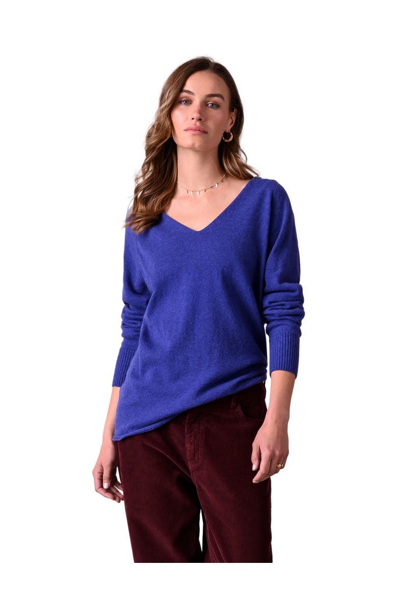 Geelong Wool Slouch V-Neck Sweater, Main, color, INDIGO