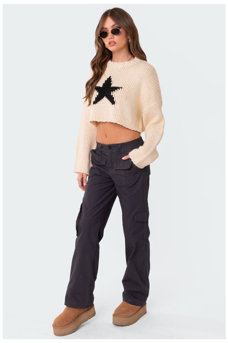 Mega Star Crop Sweater, Alternate, color, CREAM