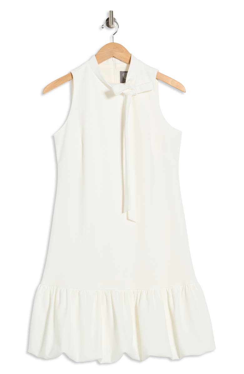 Vince Camuto Bow Neck Sleeveless Stretch Crepe Dress, Alternate, color, Ivory