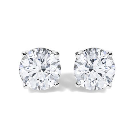 14K White Gold 1 1/10 Cttw Round Diamond Solitaire Stud Earrings