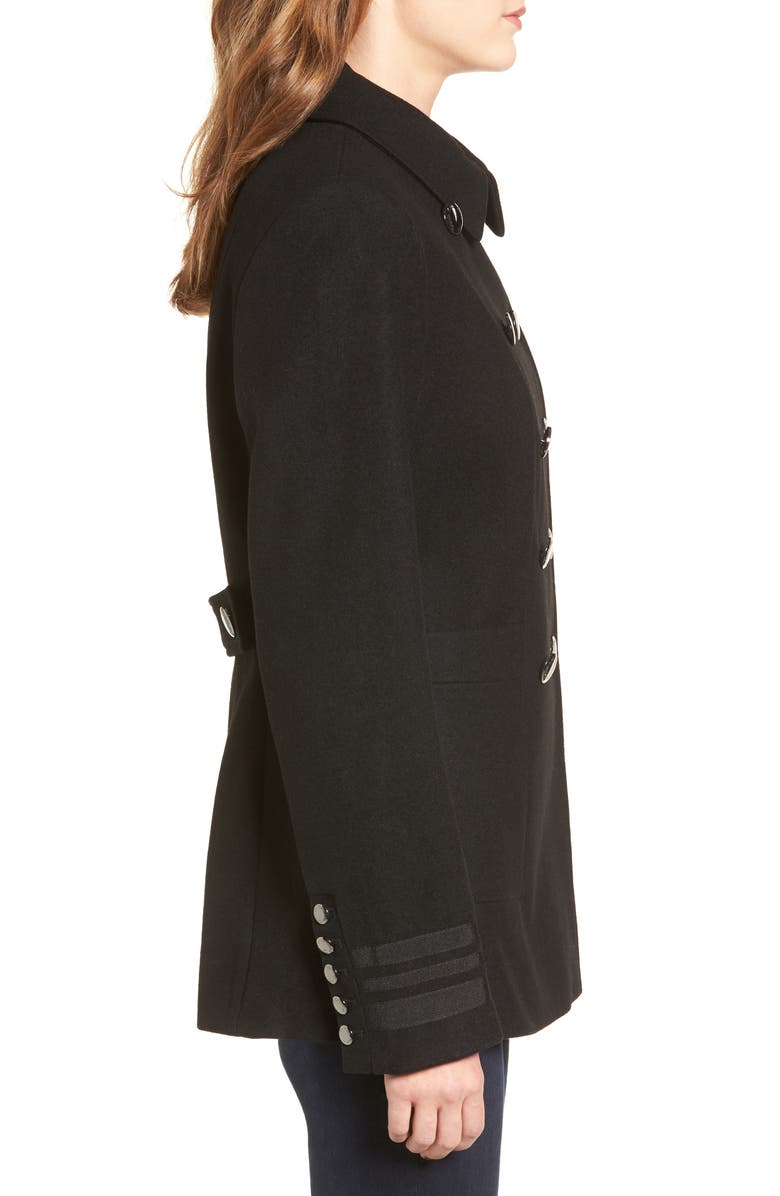 Calvin Klein Grosgrain Double-Breasted Peacoat, Alternate, color, 