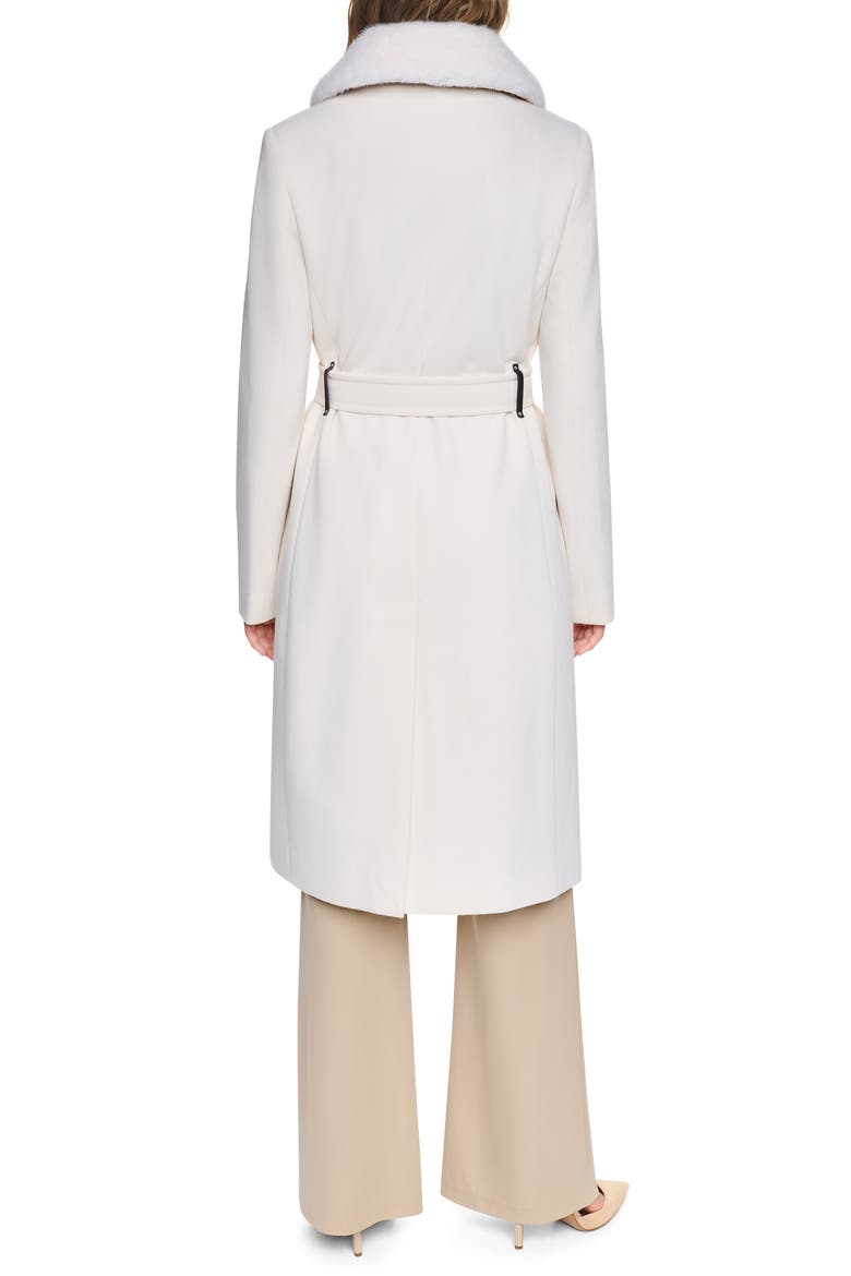 Faux Fur Collar Faux Wool Coat, Alternate, color, PEARL