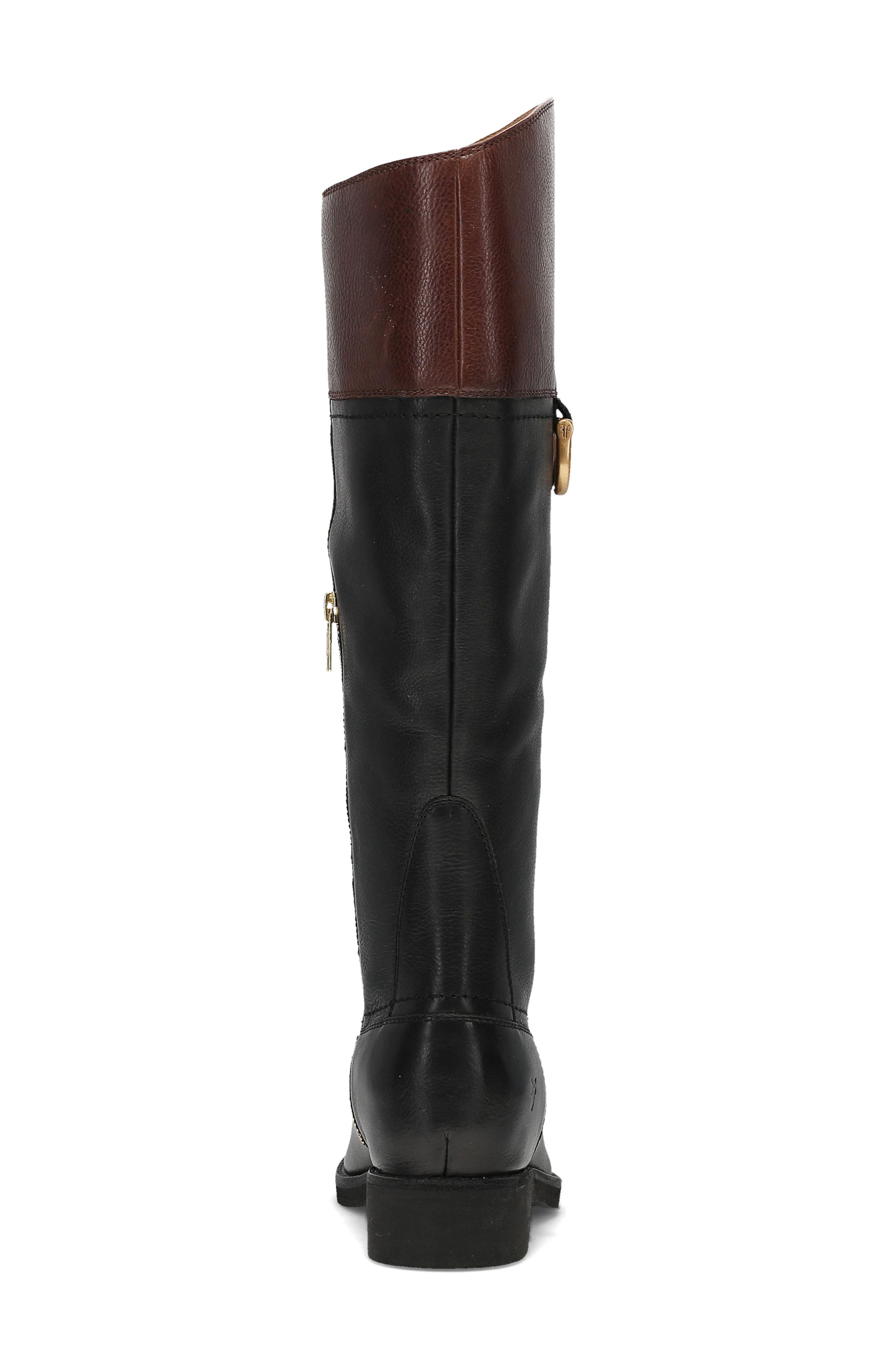 Quinn D Leather Knee High Boot, Alternate, color, BLACK/BROWN
