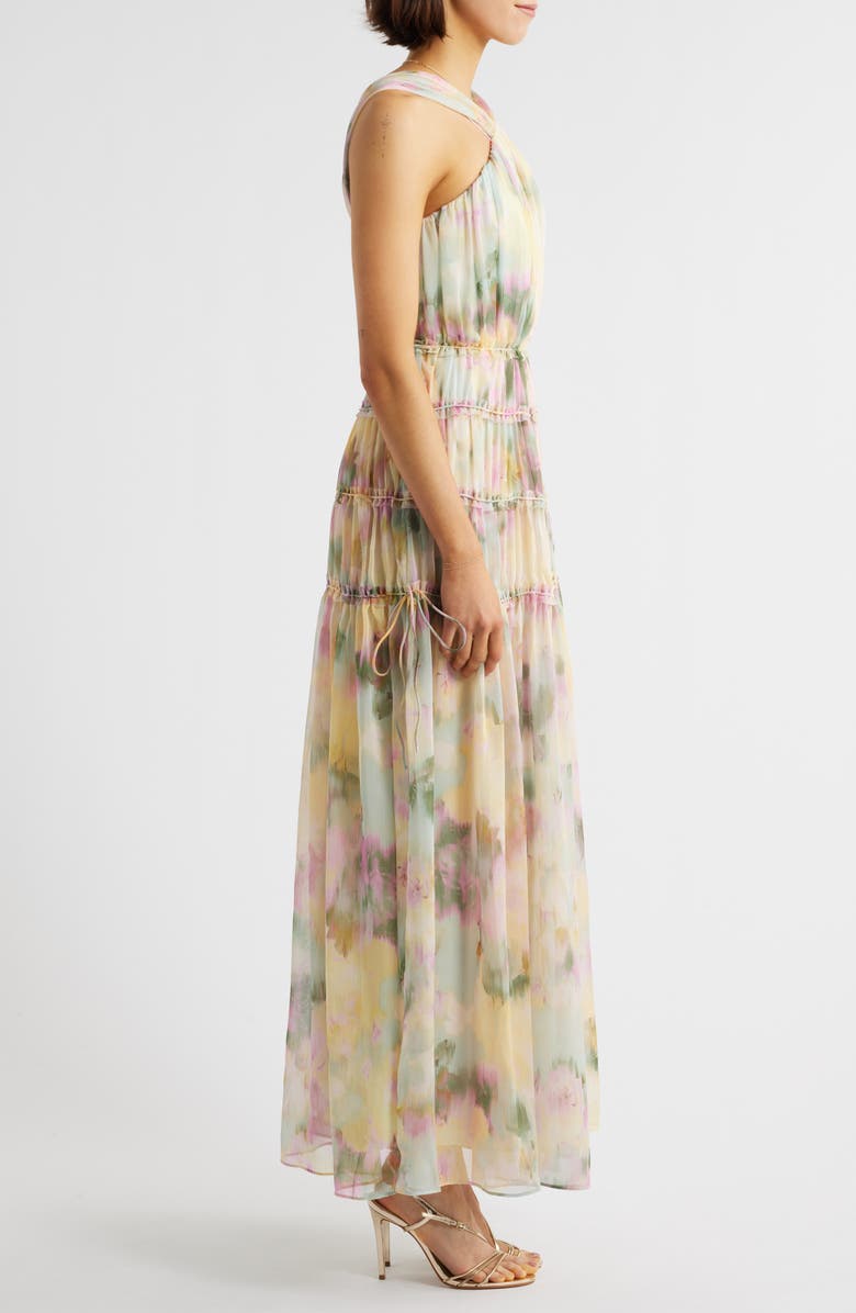 Parker The Camille Floral Tiered Maxi Dress, Alternate, color, Seafoam